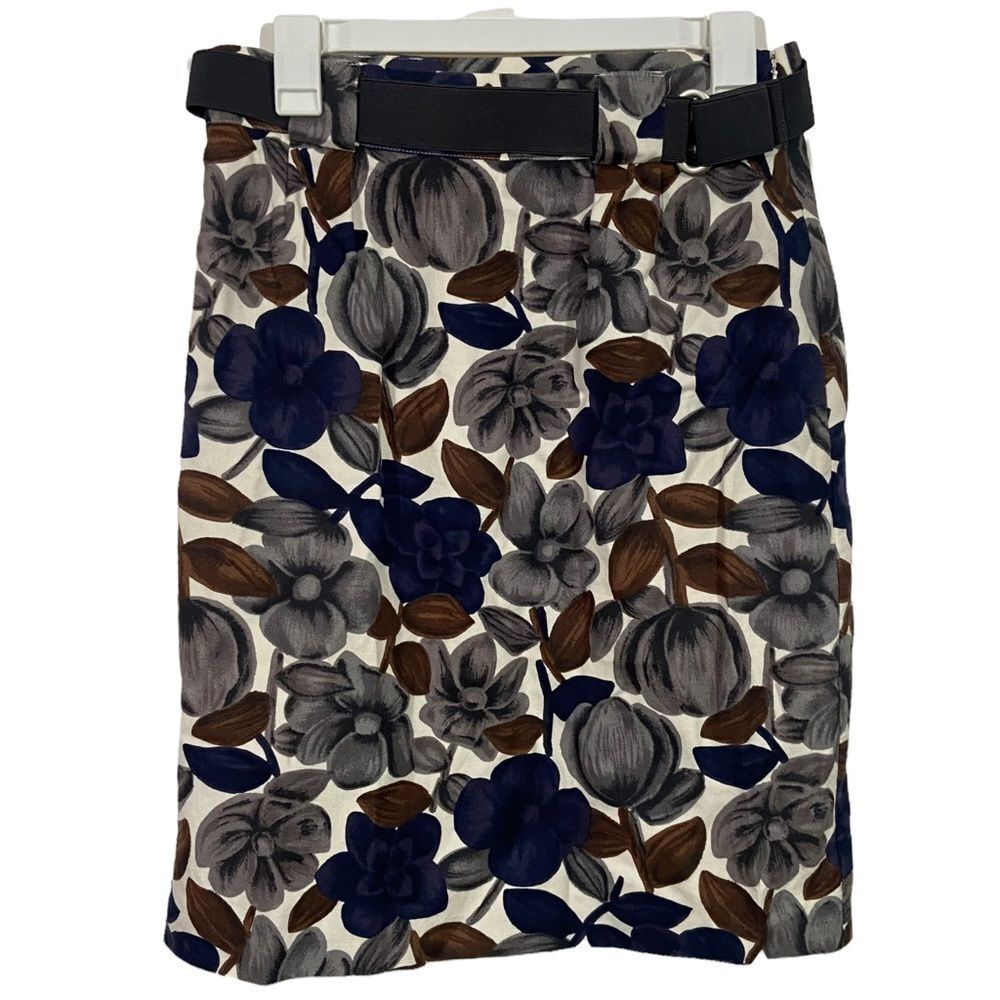 Boden Blue Floral Midi Length Pencil Skirt